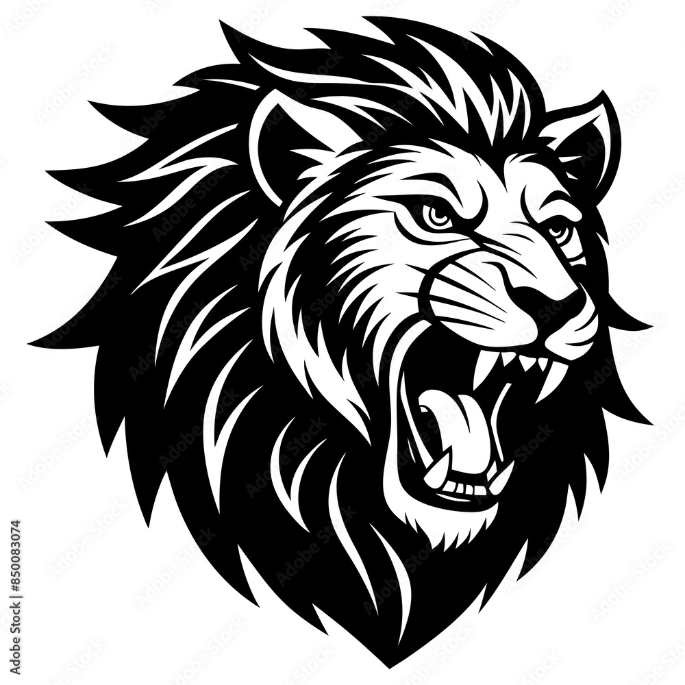 the head of a lion roaring angrily the head of a lion roaring angrily