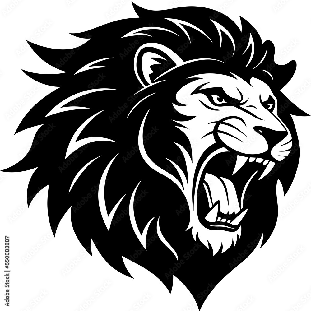 the head of a lion roaring angrily the head of a lion roaring angrily