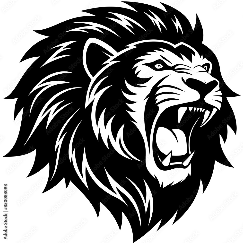 the head of a lion roaring angrily the head of a lion roaring angrily