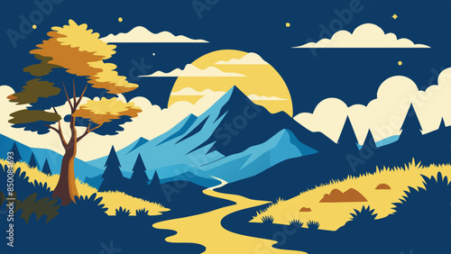 The beauty of a mountain landscape, where the harmonious blend of colors showcases the serene and captivating allure of nature.