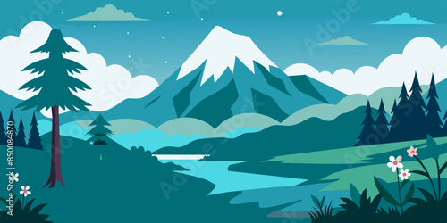 The beauty of a mountain landscape, where the harmonious blend of colors showcases the serene and captivating allure of nature.