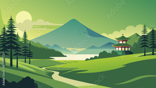 A tranquil mountain landscape, adorned with a vibrant array of colors, that truly showcases the splendor of nature.
