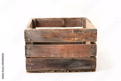 a wooden crate with a white background photo