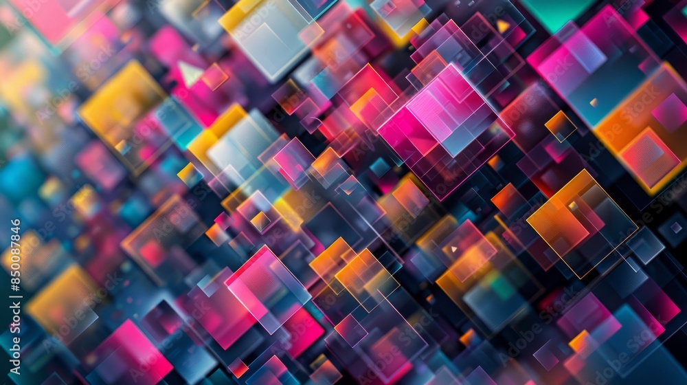 Abstract background with colorful squares and triangles. Futuristic technology concept. Abstract background with colorful squares and triangles. Futuristic technology concept.