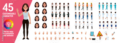 Customisable character set - 45 women poses and outfits easy design and animation