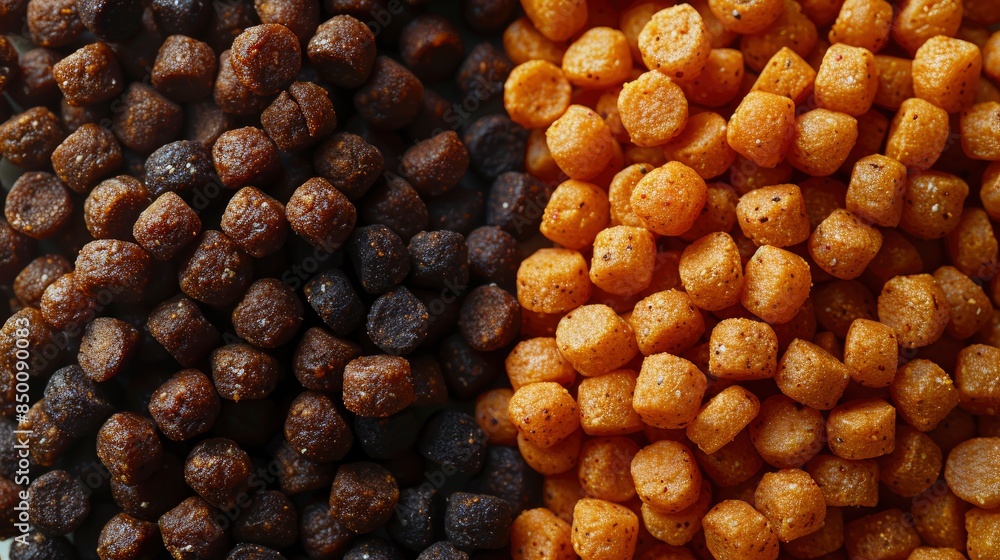 Dry Food For Pets, Granules Of Good Nutrition For Cats Or Dogs, Forming A Textured Background Dry Food For Pets, Granules Of Good Nutrition For Cats Or Dogs, Forming A Textured Background