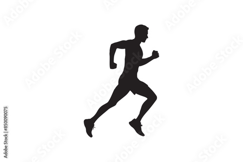 Running silhouette vector art illustration.