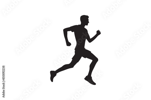 Running silhouette vector art illustration.