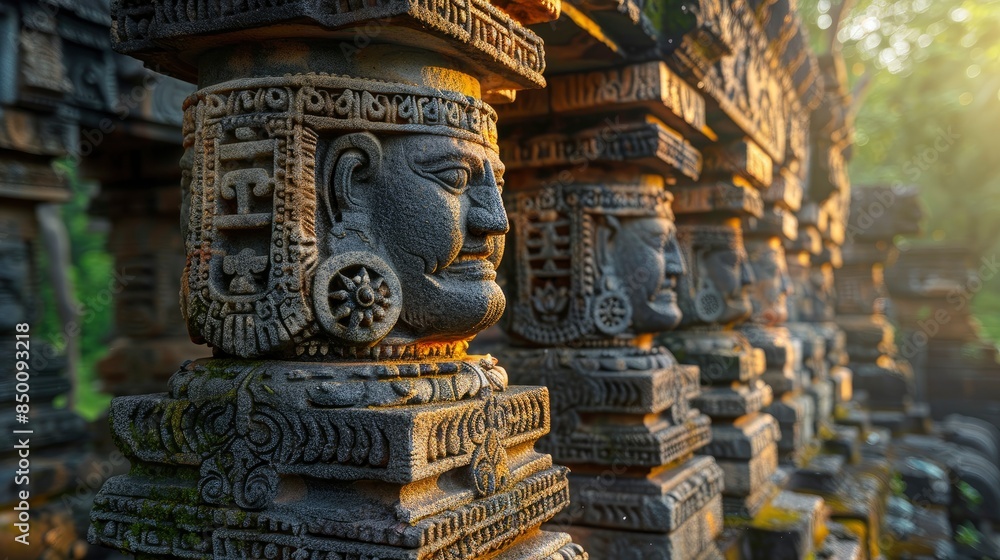 Fototapeta premium The Elegant Pillars Of Ashoka, Intricately Designed On An Indian Banknote