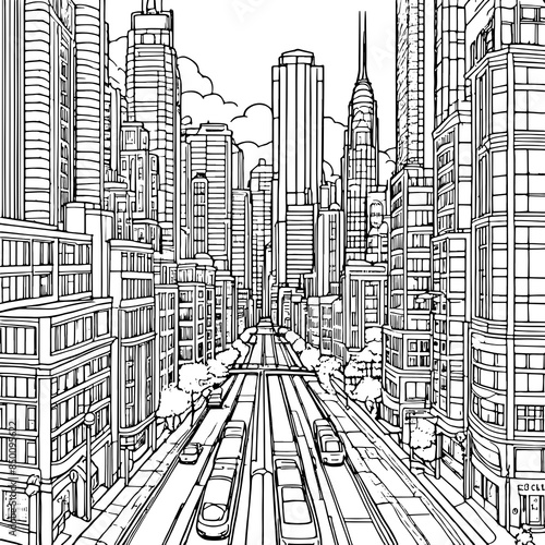 Metropolitan City Sketch Art