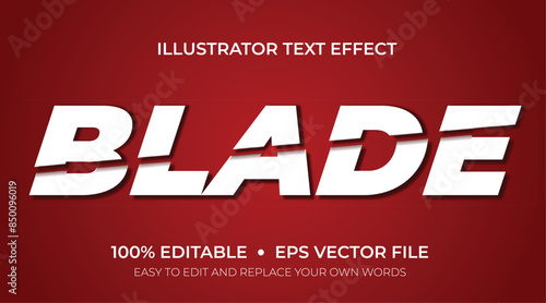 Vector editable text effect - blade sliced text effect