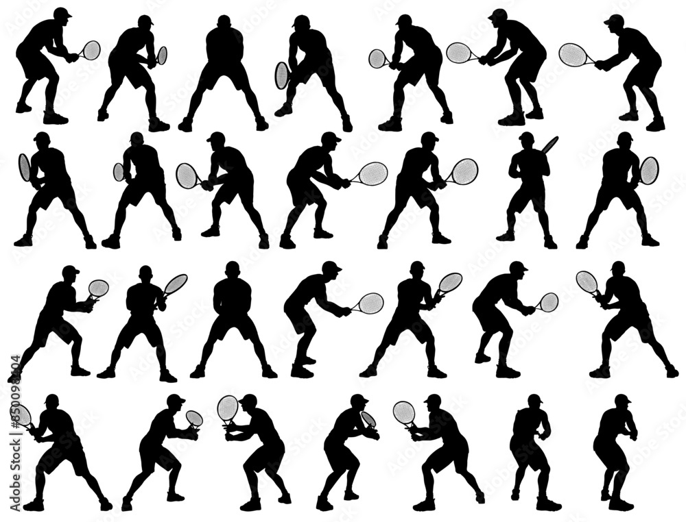 collection of different angle of silhouette male tennis player character , isolated vector for graphic resources
collection of different angle of silhouette male tennis player character , isolated vector for graphic resources