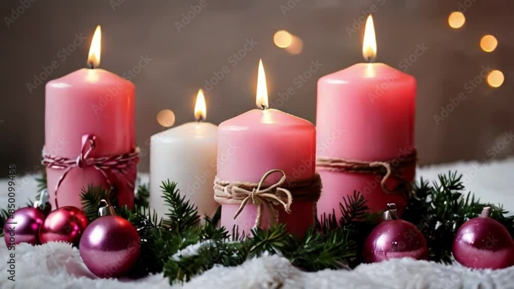 Christmas decoration with candles, christmas tree decoration Christmas decoration with candles, christmas tree decoration