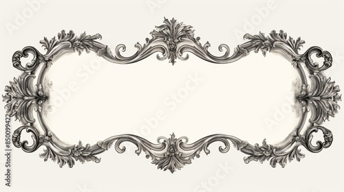 Engraving frame. Vintage Baroque Victorian border. Baroque frame decor.