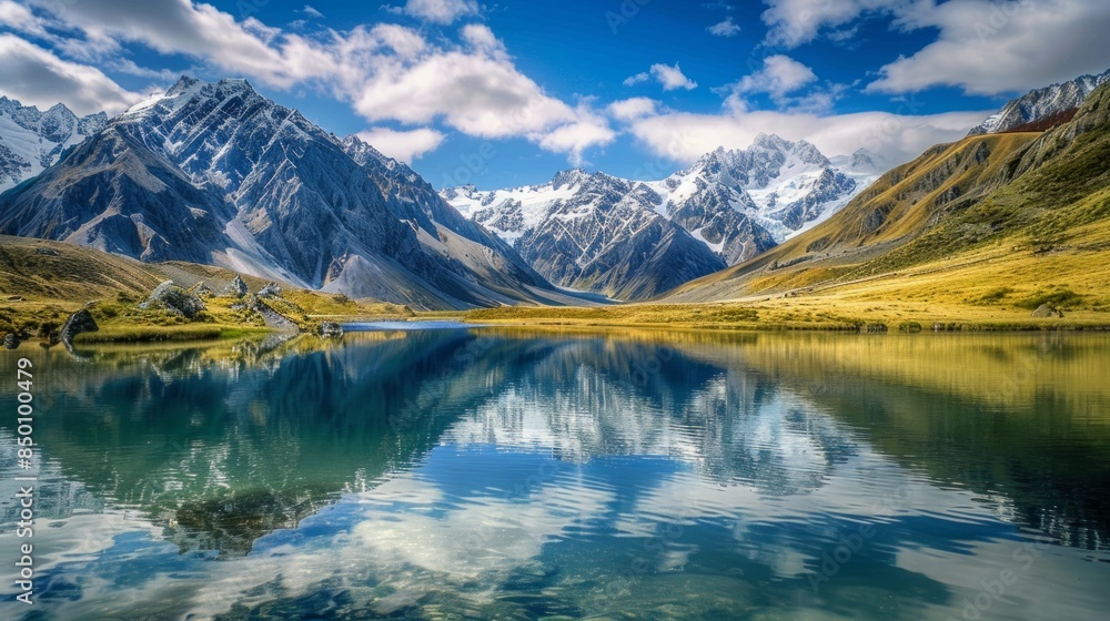 The Kenai Mountains are reflected in Kenai Lake. Fantastic scene of sunrise over the lake. The Kenai Mountains are reflected in Kenai Lake. Fantastic scene of sunrise over the lake.