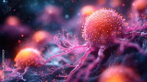 Visualization of cancer cell signaling pathways and their role in cell growth and survival