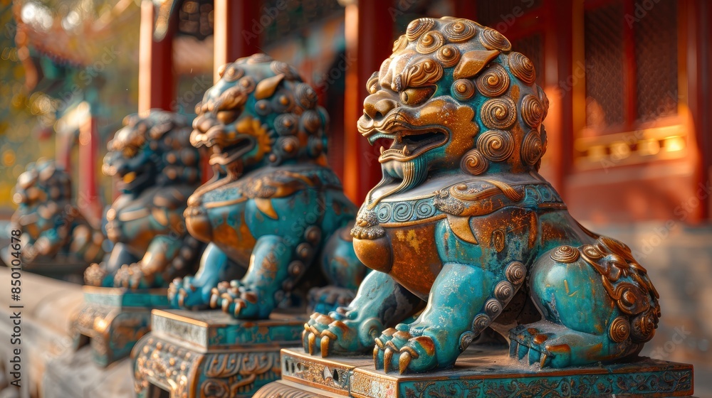 Ancient Bronze Lions Serve As Majestic Handles On A Vat In The Forbidden City Ancient Bronze Lions Serve As Majestic Handles On A Vat In The Forbidden City