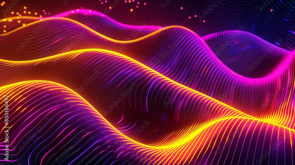 Yellow and Violet Neon Wave Background Yellow and Violet Neon Wave Background