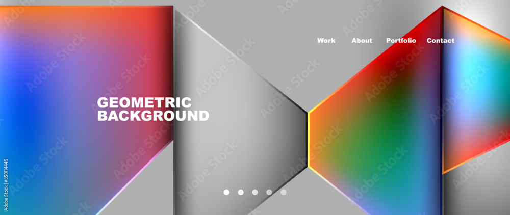 Metal triangles with colorful bright triangles. Geometric modern minimalist design template Metal triangles with colorful bright triangles. Geometric modern minimalist design template