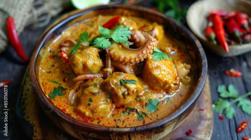 Seychellois national dish Kari Koko Zourit octopus curry coconut milk spices