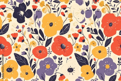 Blooms Abstract and Contemporary Seamless Pattern