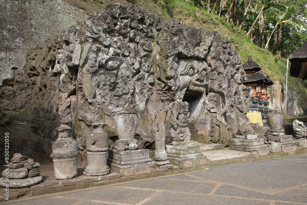 Beautiful view of Fountains in Goa Gajah in Bali Island, Indonesia