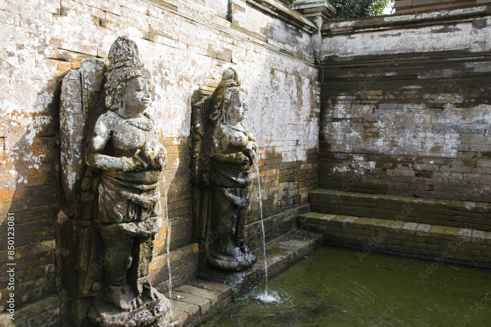 Beautiful view of Fountains in Goa Gajah in Bali Island, Indonesia
