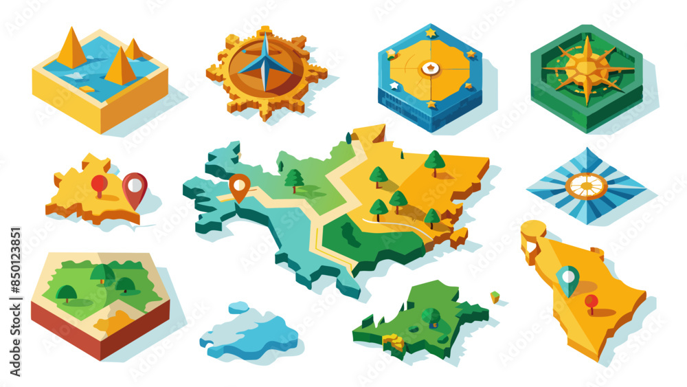 Fototapeta premium Set Of Maps Vector Illustration, Collection Of Maps