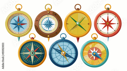 Set Of Compass Vector Illustration, Collection Of Compass

