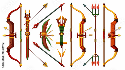Set Of Arrows With Bow Vector Illustration, Collection Of Arrows With Bow 
