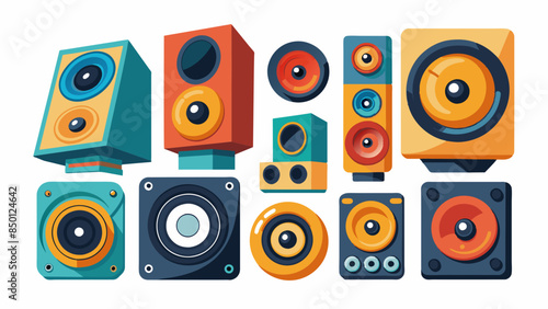Set Of Speakers Vector Illustration, Collection Of Speakers 
