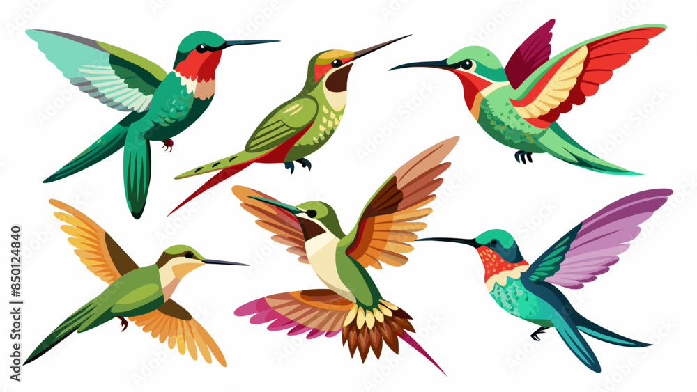 Obraz premium Set Of Birds Vector Illustration, Collection Of Birds 