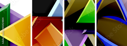 Triangle composition poster background set for wallpaper, business card, cover, poster, banner, brochure, header, website