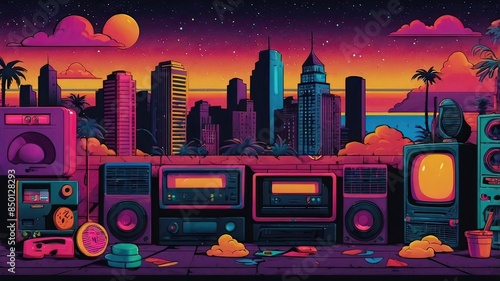 80s style background. 80s culture. abstract colorful background