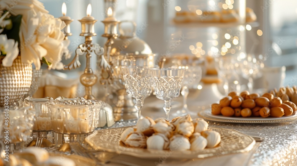 Chic party setup organized in an elegant and refined pattern motif Chic party setup organized in an elegant and refined pattern motif