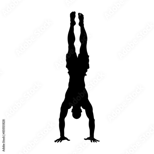 really big muscular man doing a handstand