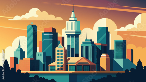 A vector illustration capturing the essence of the City skyline, with prominent buildings.