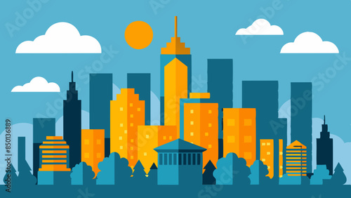 A detailed vector illustration of the City skyline, featuring iconic buildings like the Building and One World Trade Center.