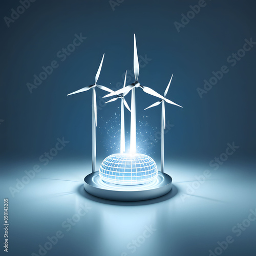 Renewable energy concept: solar and wind energy, green sustainable energy photo