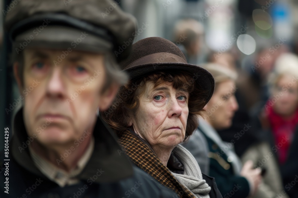 Unidentified old woman in a hat on the street. Unidentified old woman in a hat on the street.