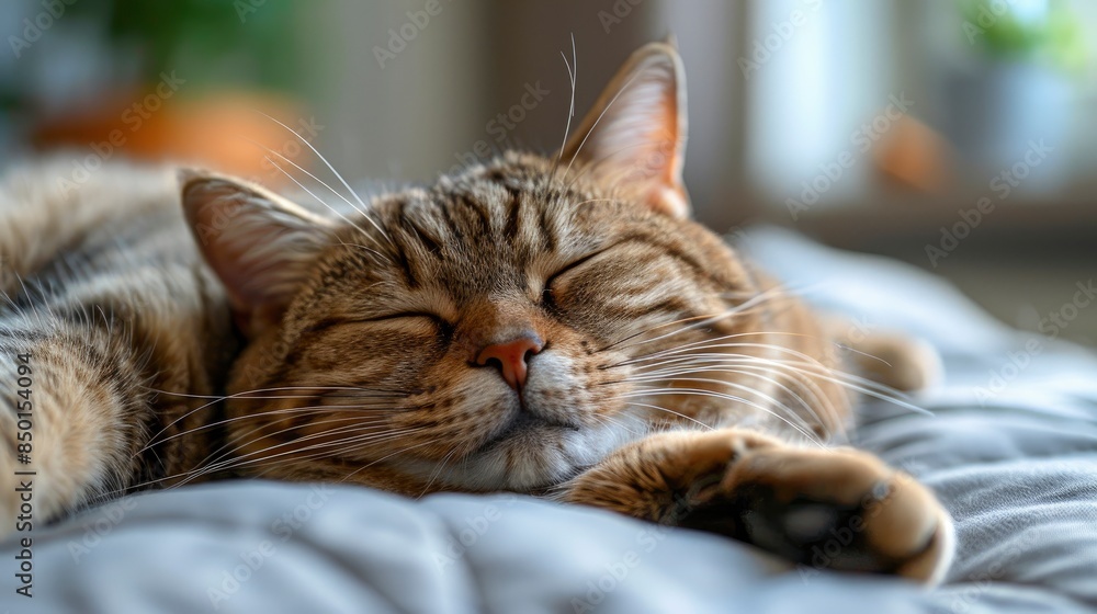 A Fat Cat Resting Contentedly On A Light Background A Fat Cat Resting Contentedly On A Light Background
