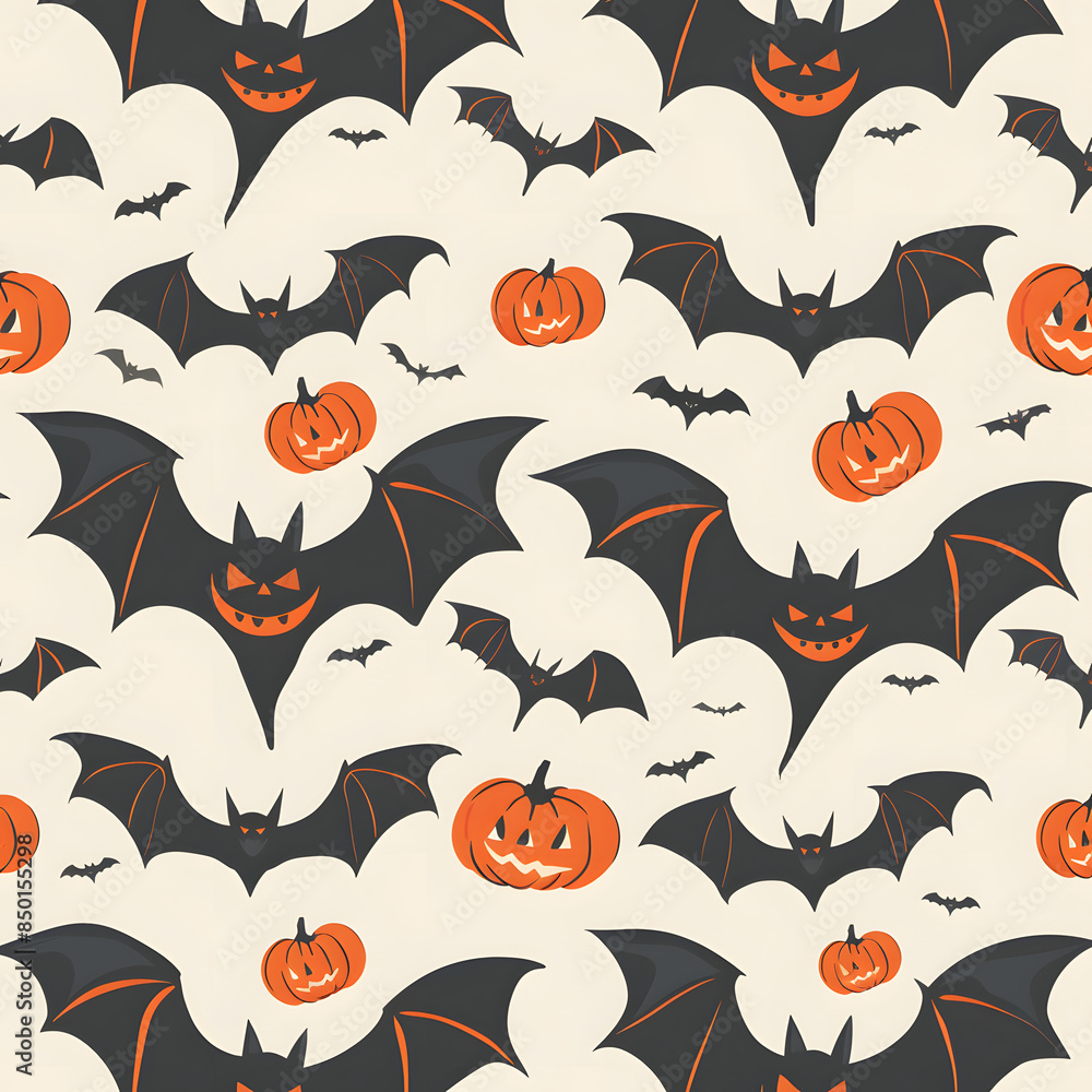 Obraz premium ハロウィーンの背景画像、シームレスパターンイラスト