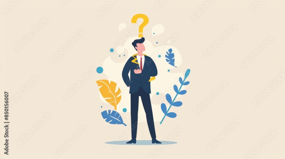 Obraz premium Anonymous businessman person, candidate or mention employee, who is this man, uncertainty, important person or unknown concept, anonymous businessman with question mark head unknown person. 