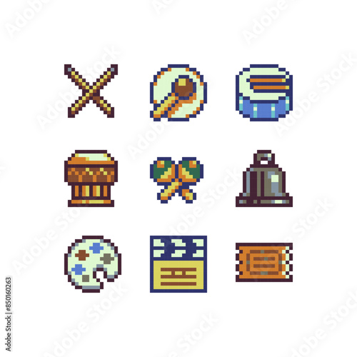 Sport pixel art style icons set, emoji. 8-bit sprite. Design for logo game, sticker, web, mobile app, badges and patches. Isolated vector illustration. Game assets.