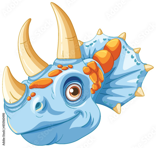 Adorable blue dinosaur with orange accents