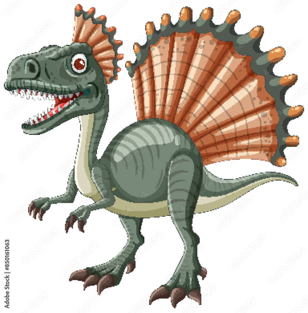 Fototapeta premium Smiling dinosaur with large spiked sail