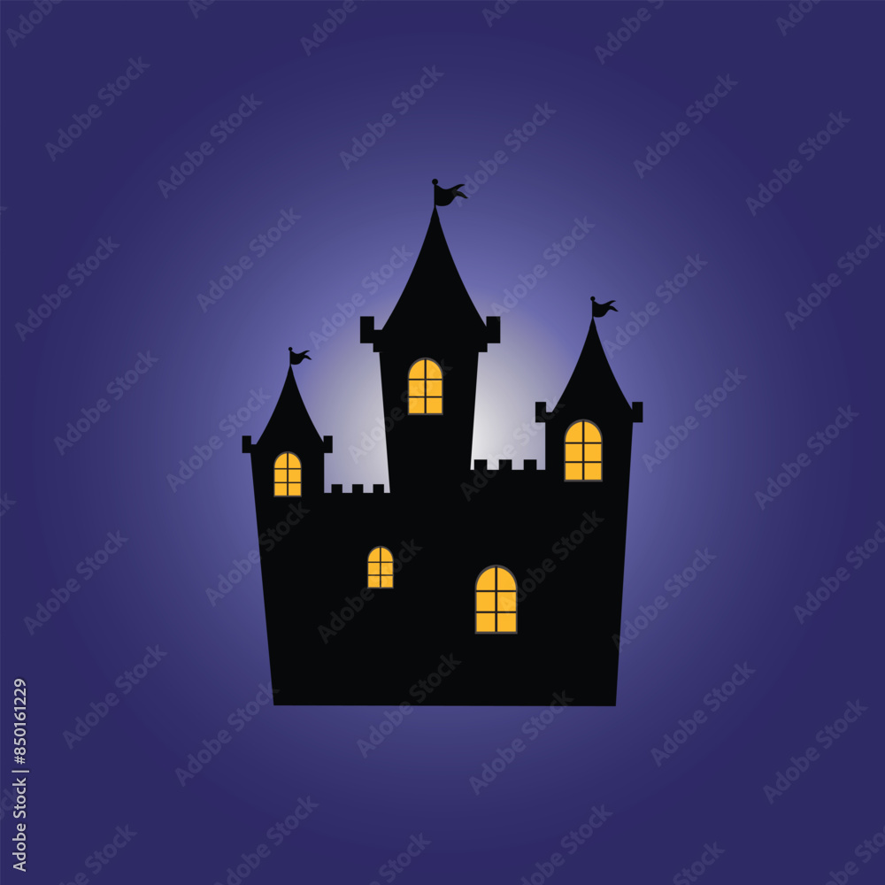 scary castle with purple background, vector logo icon scary castle with purple background, vector logo icon