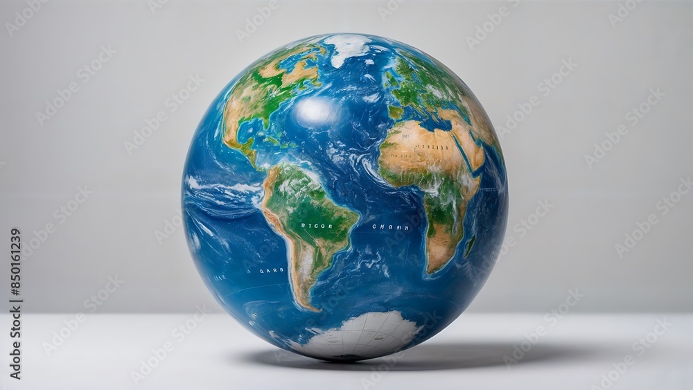 Fototapeta premium A globe with a world map on it and the earth has a blue area around it.