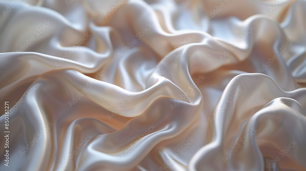 Obraz premium A luxurious piece of wavy silk fabric, highlighted by soft lighting to emphasize its sheen and texture