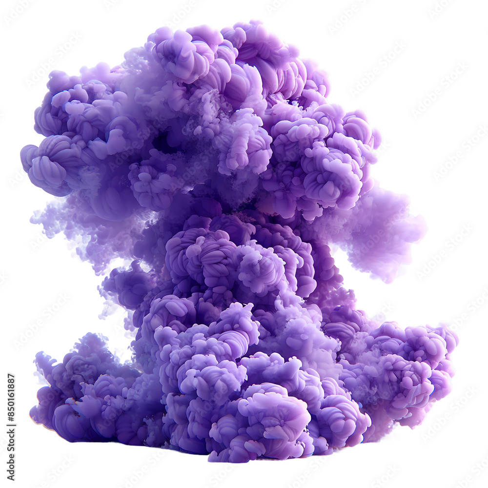 Purple explosion smoke on transparent background